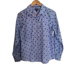 Talbots Blue Polka-Dot Button Up Shirt 8